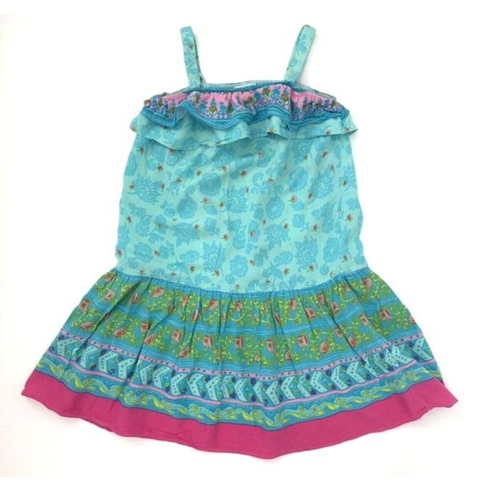 Youngland Blue & Pink Flowers Lightweight Top Ruffle Girl's Sundress Size‎ 6